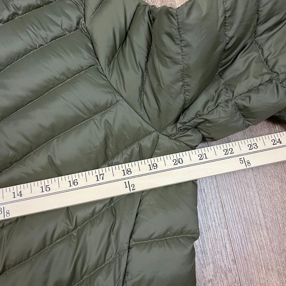 Lands' End Packable Wanderweight Down Long Hooded Puffer Jacket Green Women's M - Picture 3 of 10